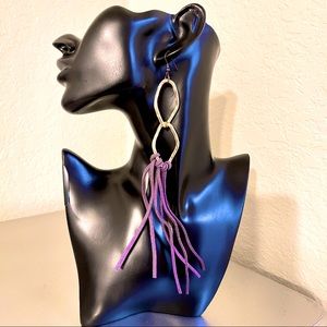 ***Stylish Gold Links with Purple Leather Tassels***💜